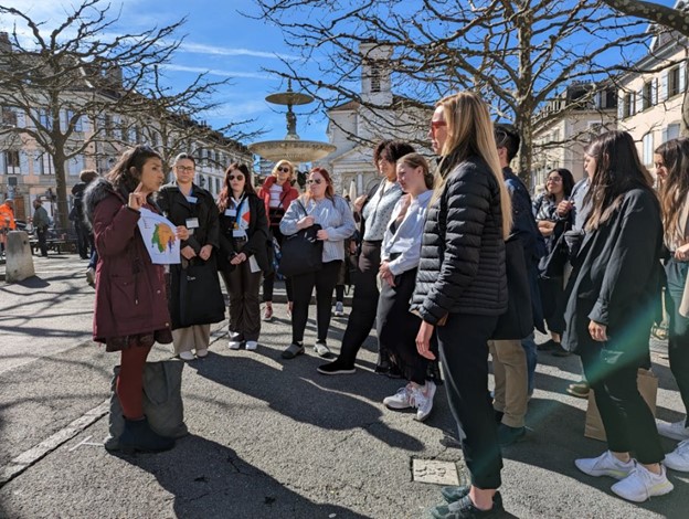 A group of students in Europe.